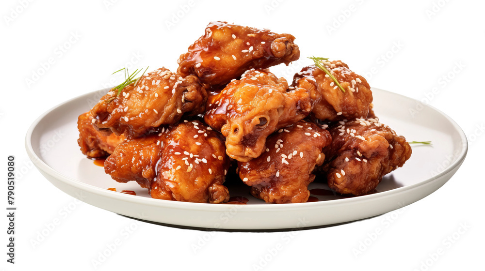 Delicious Ginger Soy Fried Chicken Isolated On White Background Delicious Ginger Soy Fried Chicken Isolated On White Background