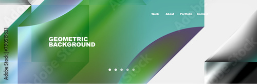 A gradient of green and blue creates a geometric background resembling grass and the sky. Perfect for a brand logo or gadget design with an electric blue touch