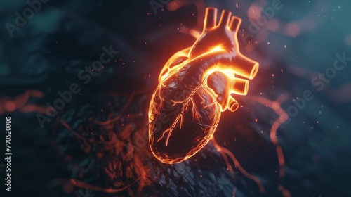 An illustration of a glowing heart. photo