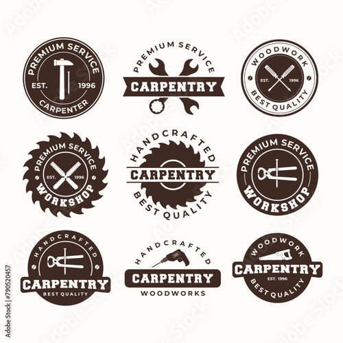 woodworking logo template vector