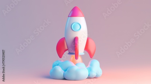 3D Cute Wind Rocket: Illustrations of Cosmic Planets and Aerospace Themes