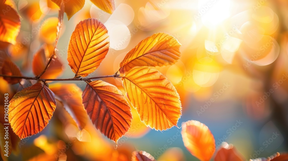 Hornbeam tree displaying vibrant autumn foliage in sunlight Hornbeam tree displaying vibrant autumn foliage in sunlight