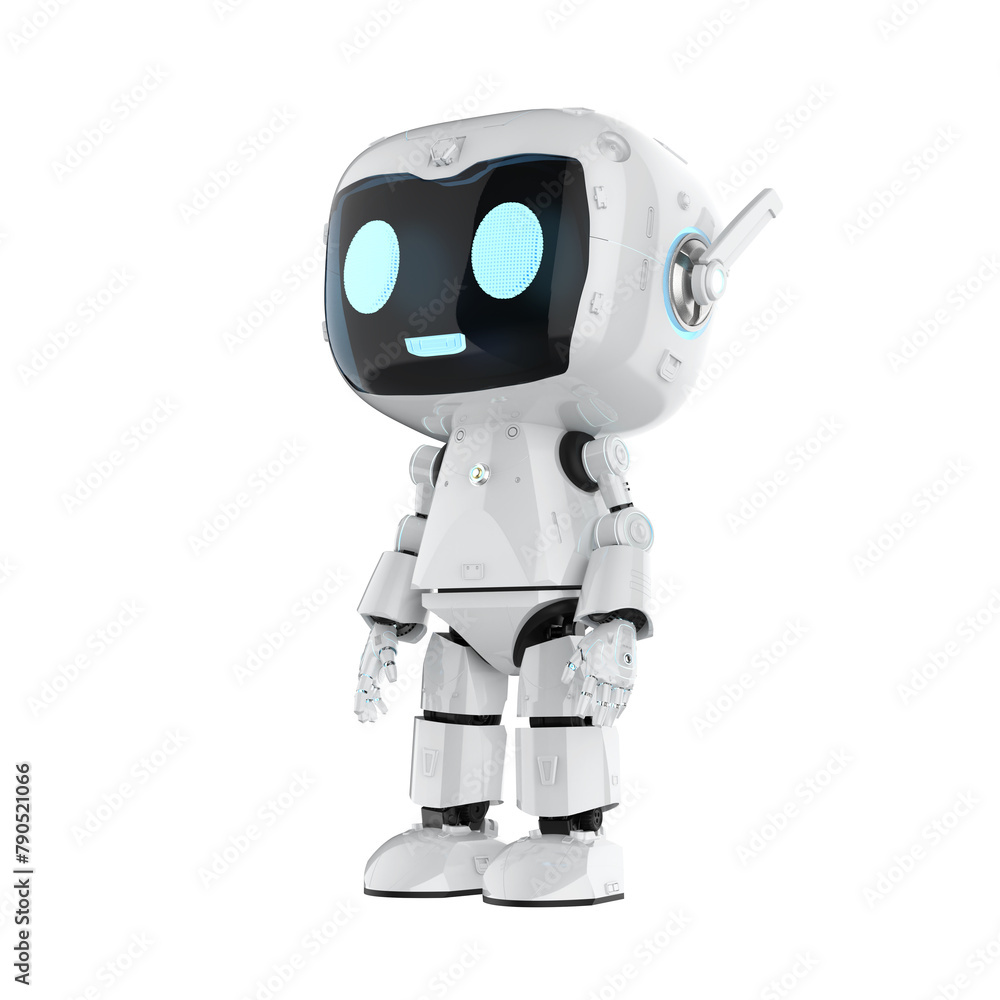 Cute and small artificial intelligence personal assistant robot look up isolated Cute and small artificial intelligence personal assistant robot look up isolated