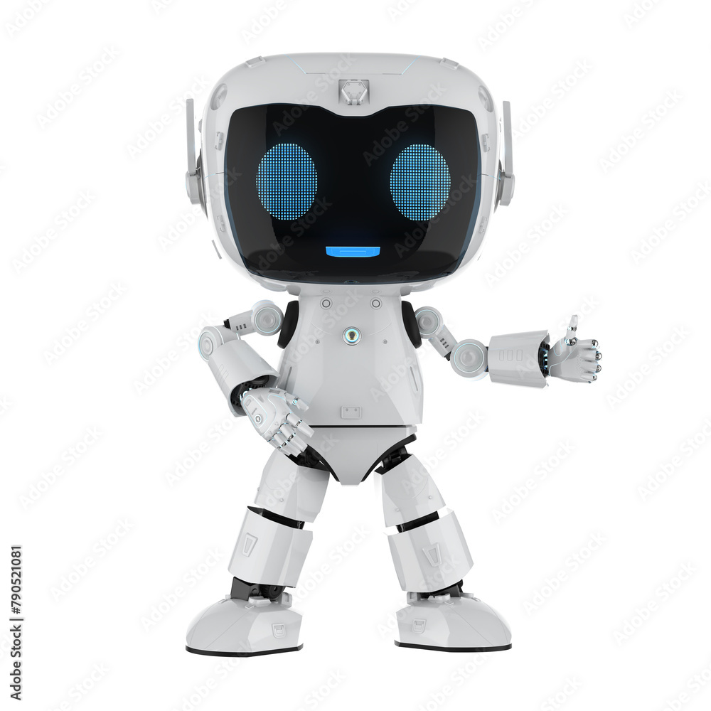 Cute and small artificial intelligence personal assistant robot thumb up isolated Cute and small artificial intelligence personal assistant robot thumb up isolated