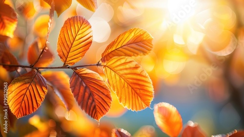 Hornbeam tree displaying vibrant autumn foliage in sunlight