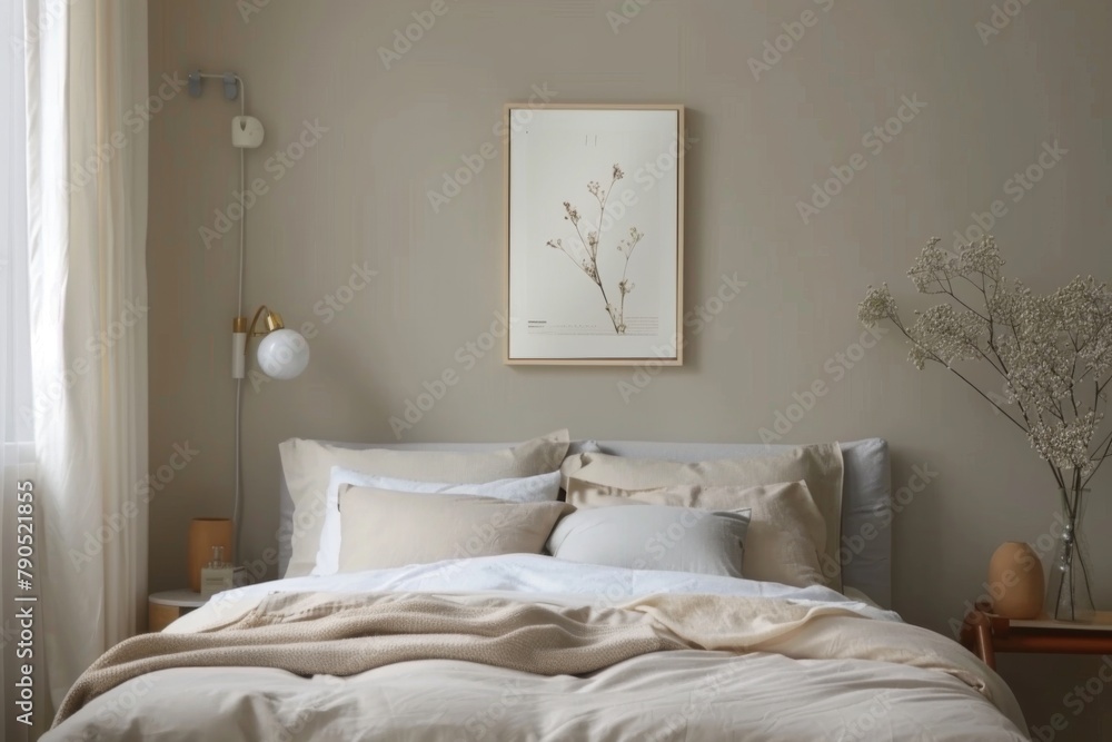 minimalist bedroom with a comfortable bed and soft linens minimalist bedroom with a comfortable bed and soft linens
