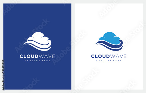 Cloud Wave Blue Minimalist logo design vector icon