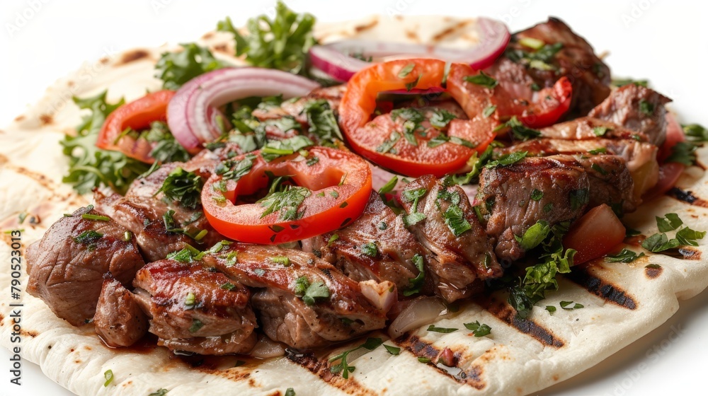 Turkish kebab with flatbread
