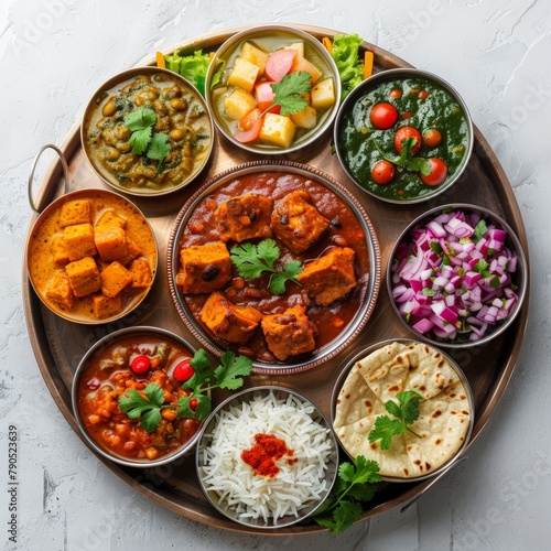 Indian thali with variety of curries