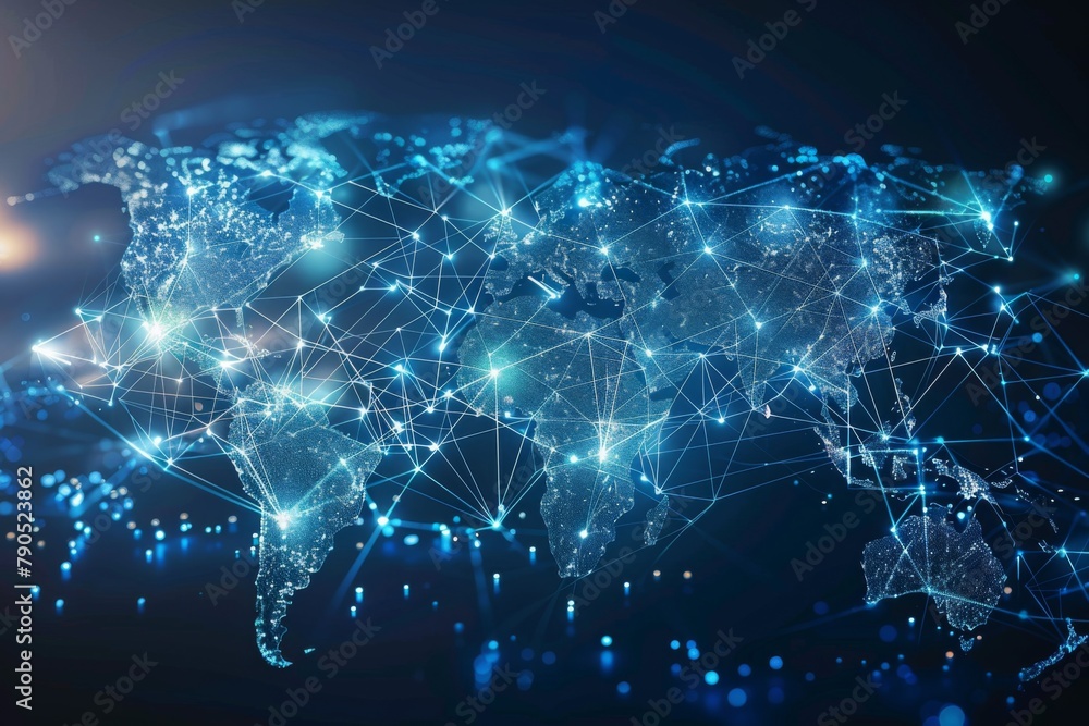 Digital map of world network created with generative ai Digital map of world network created with generative ai