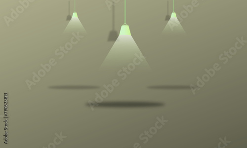 3d rendering of abstract background. Modern minimalistic wall design with lamps and shadows.