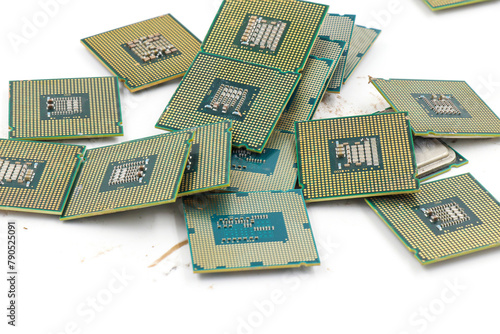 Obraz na płótnie Isolated CPU or central processing unit on white background, Microprocessors.