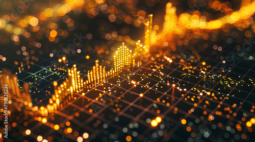 Craft an image showcasing the correlation between gold prices and stock market performance, highlighting the symbiotic relationship and its impact on global economics