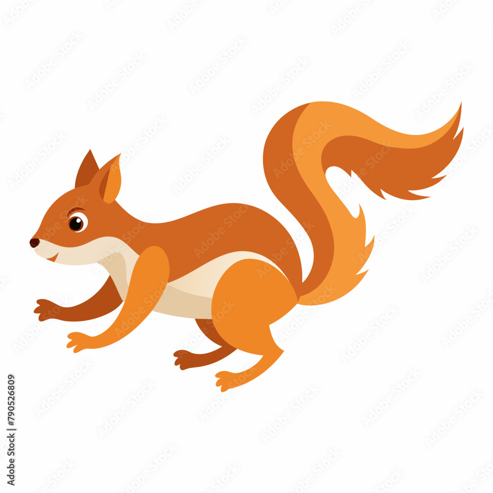 Obraz premium Squirrel vector illustration, a Running squirrel, squirrel eating nut vector