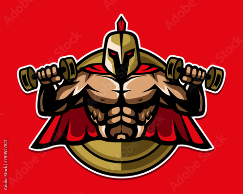 Spartan sport. Warrior mascot. Weightlifting
