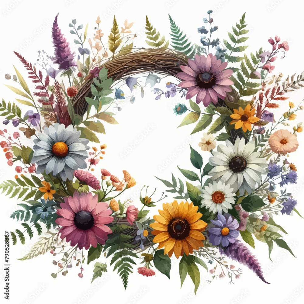 Wild Flower Watercolor Clipart, Botanical Wild Flowers Clipart, Flowers Arrangements, Watercolor Rustic Clipart, Elegant Blooms