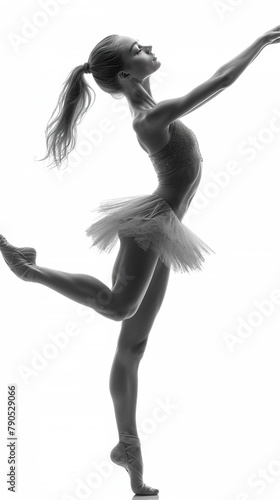 Gorgeous Ballerina Dancer in Dancing Pose Black and White Contemporary Art