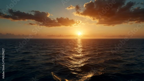 Beautiful natural scenery In the middle of the sea at sunset and birds flying in summer. Seamless looping 4k time-lapse animation video background photo