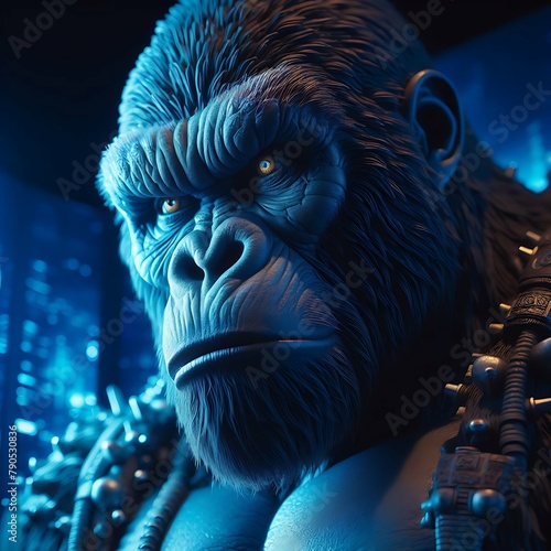 Dive into the future with this cybernetic gorilla, a perfect blend of nature and technology. Ideal for sci-fi, artificial intelligence, and tech-themed visuals.