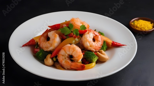 A tasty and satisfying dish of shrimp and vegetables on plate