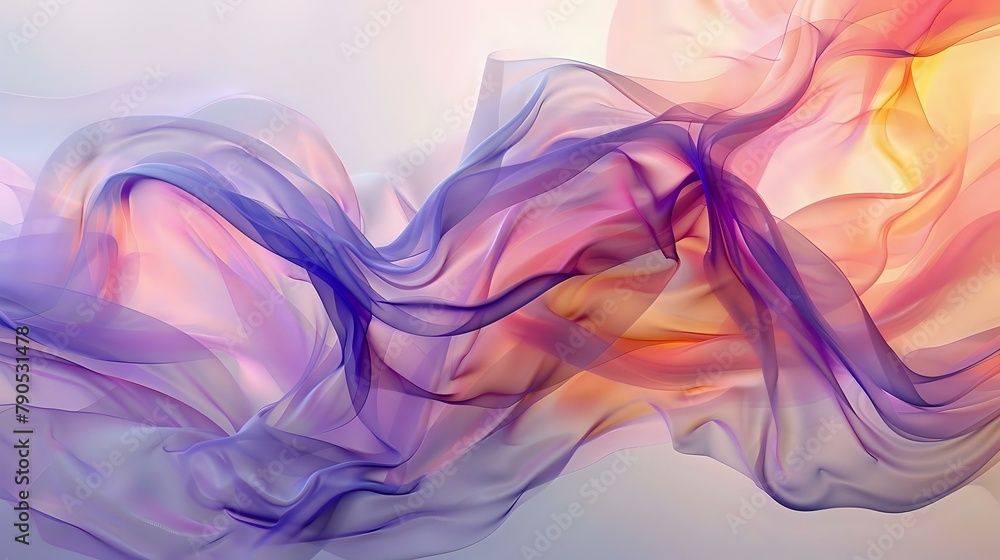 Delicate Interplay: Abstract Design with Ethereal Motion and Luminous Hues