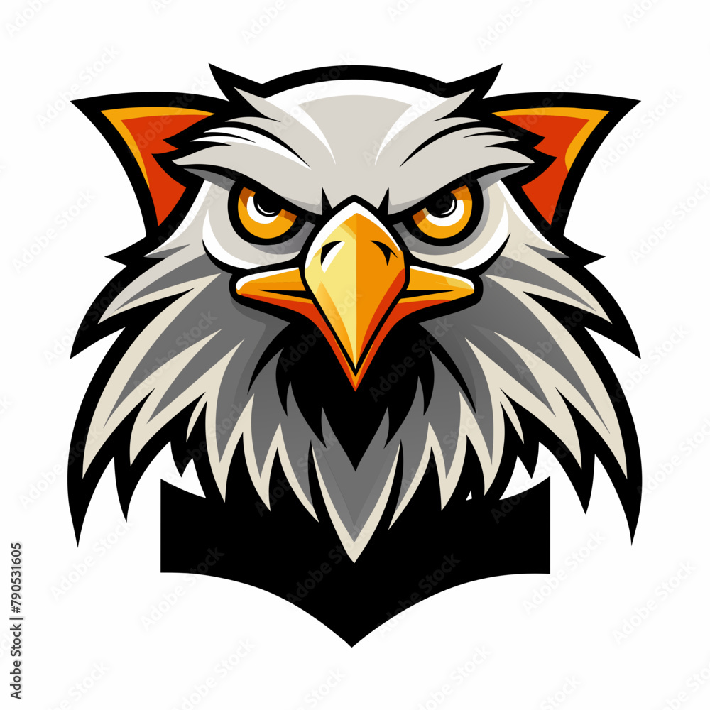 Eagle face logo vector art illustration, a angry face eagle logo vector isolated white background