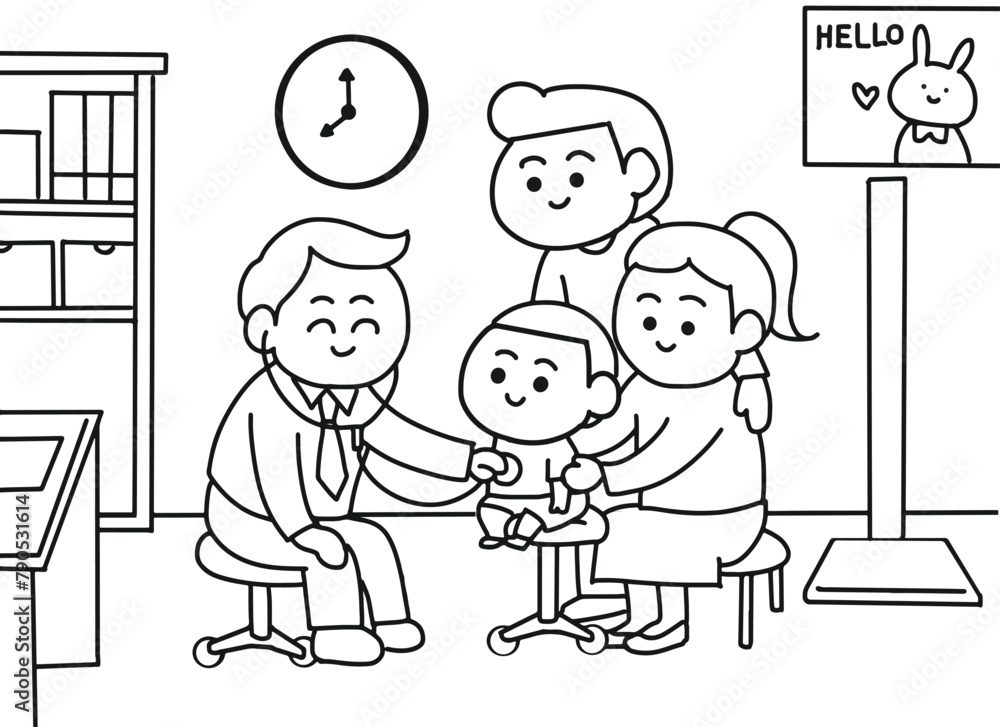 kid go to see a doctor with parent. kid go to see a doctor with parent.