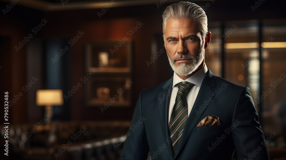 A confident businessman in a suit looking directly at the camera A confident businessman in a suit looking directly at the camera