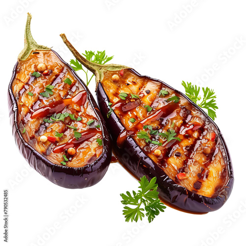 Tasty Goz Beida Grilled Eggplant Isolated On White Background photo