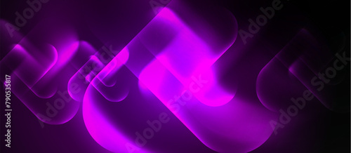 A vibrant purple wave stands out against the black background, creating an electric display of color. The contrast between the darkness and the glowing graphics creates a captivating event