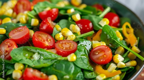 Fresh salad with tomatoes, corn, and peppers