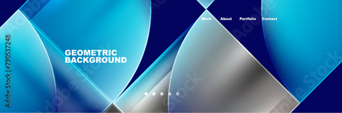 An intricate design featuring electric blue triangles and silver rectangles on a background of azure, inspired by automotive lighting patterns with a touch of symmetry
