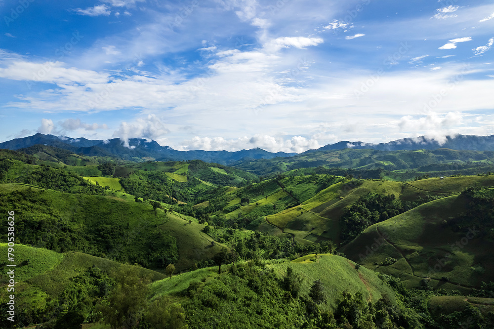 Beautiful sunlight and blue sky with cloud over the mountain of Thailand. Beautiful sunlight and blue sky with cloud over the mountain of Thailand.