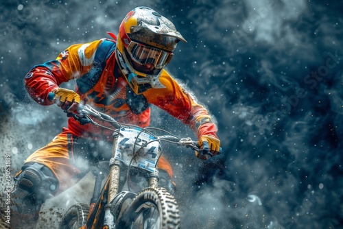 Mountain biker aggressively riding through mud, capturing the thrill of the sport.