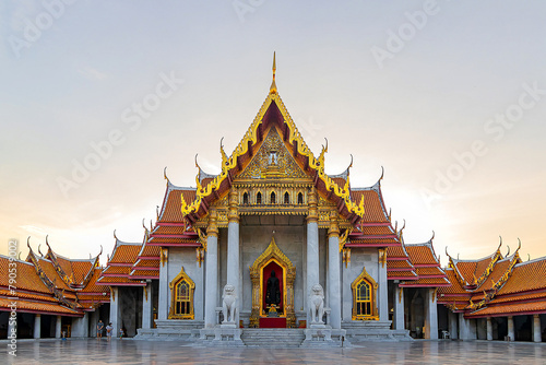 Wat Benchamabophit Dusitvanaram or White Marble Temple is Famous in Bangkok Thailand. photo