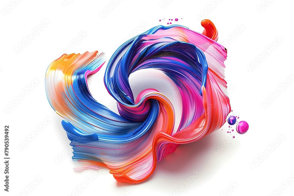 3d rendering, abstract twisted brush stroke, paint splash, splatter, colorful curl, artistic spiral, isolated on white. 3d rendering, abstract twisted brush stroke, paint splash, splatt