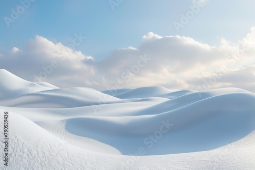 Snowy Dunes under a Soft Cloudy Sky