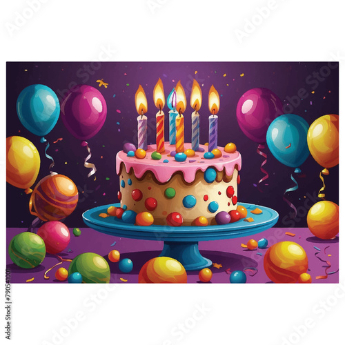 animated illustration of a birthday cake