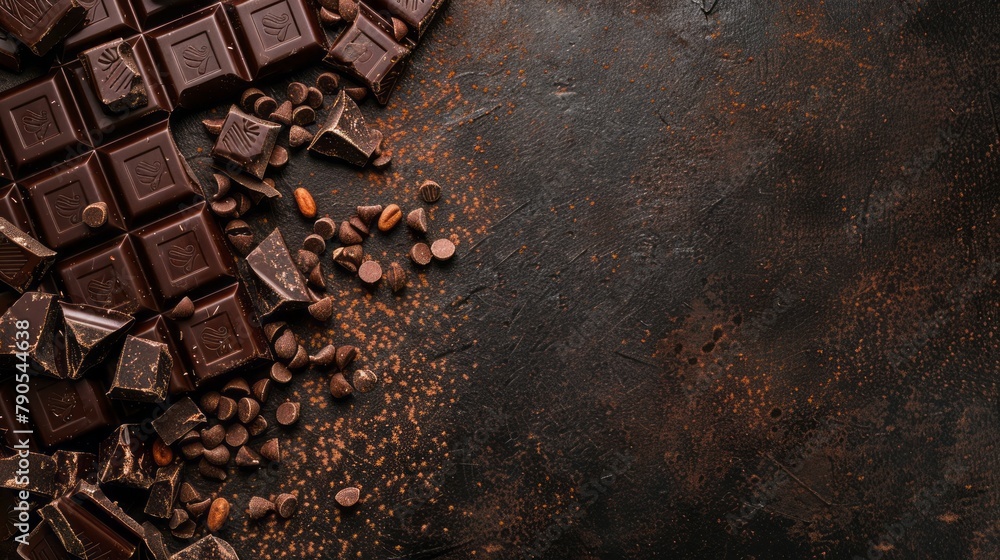 The concept of World Chocolate Day. Various chocolates. copy Space for text. chocolate background The concept of World Chocolate Day. Various chocolates. copy Space for text. chocolate background