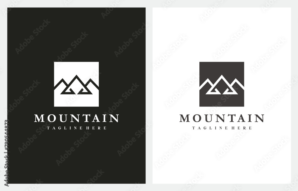 Abstract mountain line art logo design in a modern style Abstract mountain line art logo design in a modern style
