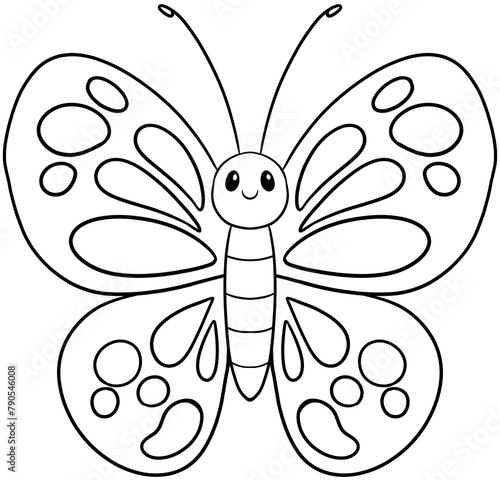 doodle butterfly cartoon line drawing for coloring page