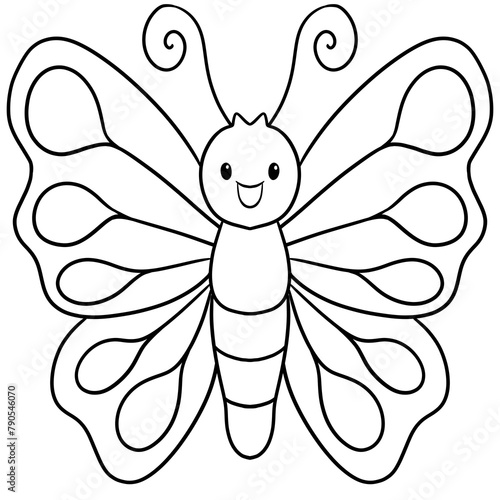 doodle butterfly cartoon line drawing for coloring page