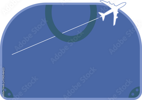 旅行カバンと飛び立つ飛行機