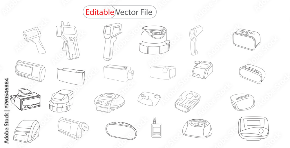 set of hand-drawn icons. icons set. Counter Machine line art vector design. set of hand-drawn icons. icons set. Counter Machine line art vector design.