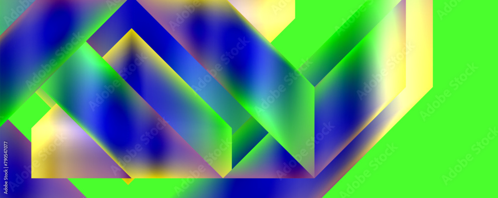 A vivid display of colorfulness with azure, blue, and yellow geometric shapes on a green background. The symmetry and patterns create a striking visual art piece with electric blue accents A vivid display of colorfulness with azure, blue, and yellow geometric shapes on a green background. The symmetry and patterns create a striking visual art piece with electric blue accents