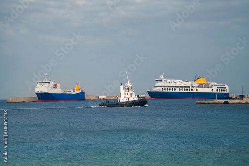 Ships in Rhodes port, Rhodes island, Rhodes city, Greece