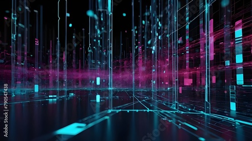 Fields of Blockchain and Big Data Flow in Cyberspace, Exploring the Infinite Flow of Big Data in Cyberspace, Navigating Blockchain Fields in the Data Expanse, The Dynamic Interplay of Blockchain  photo