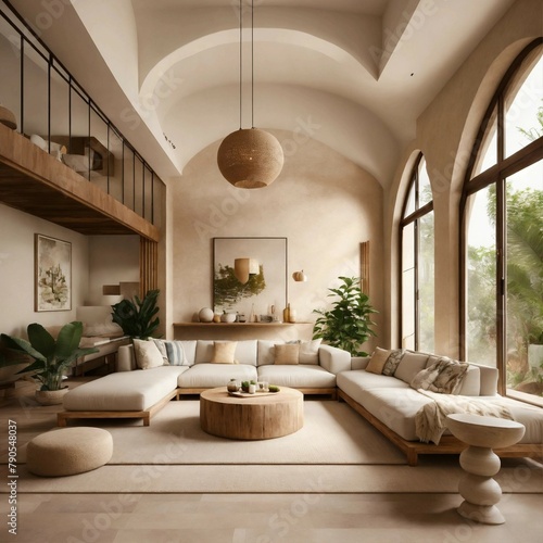 Cream Stone, Light Wood, and Arched Interiors