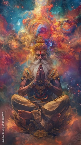 A god of Hinduism creating the universe from the galactic centre © tongpatong