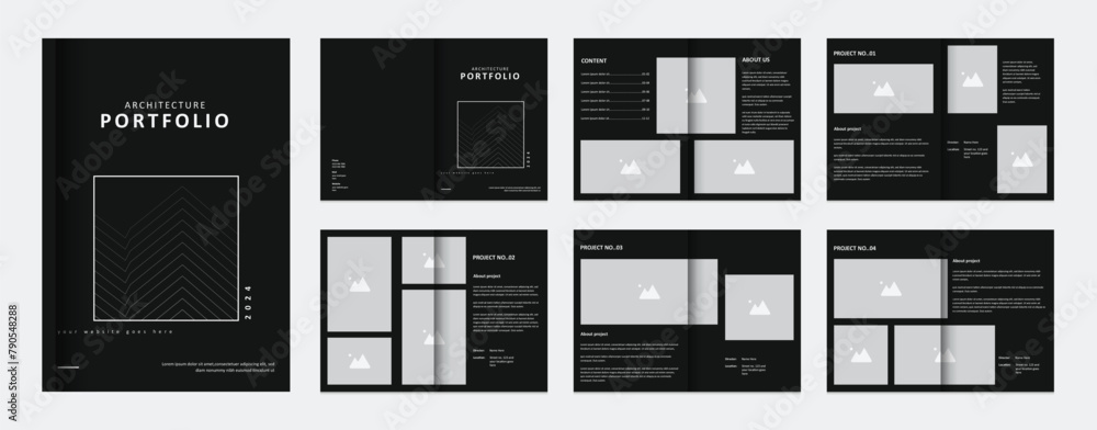 Architecture portfolio presentation, architecture portfolio layout design template for print, a4 size booklet template for architecture and interior design.